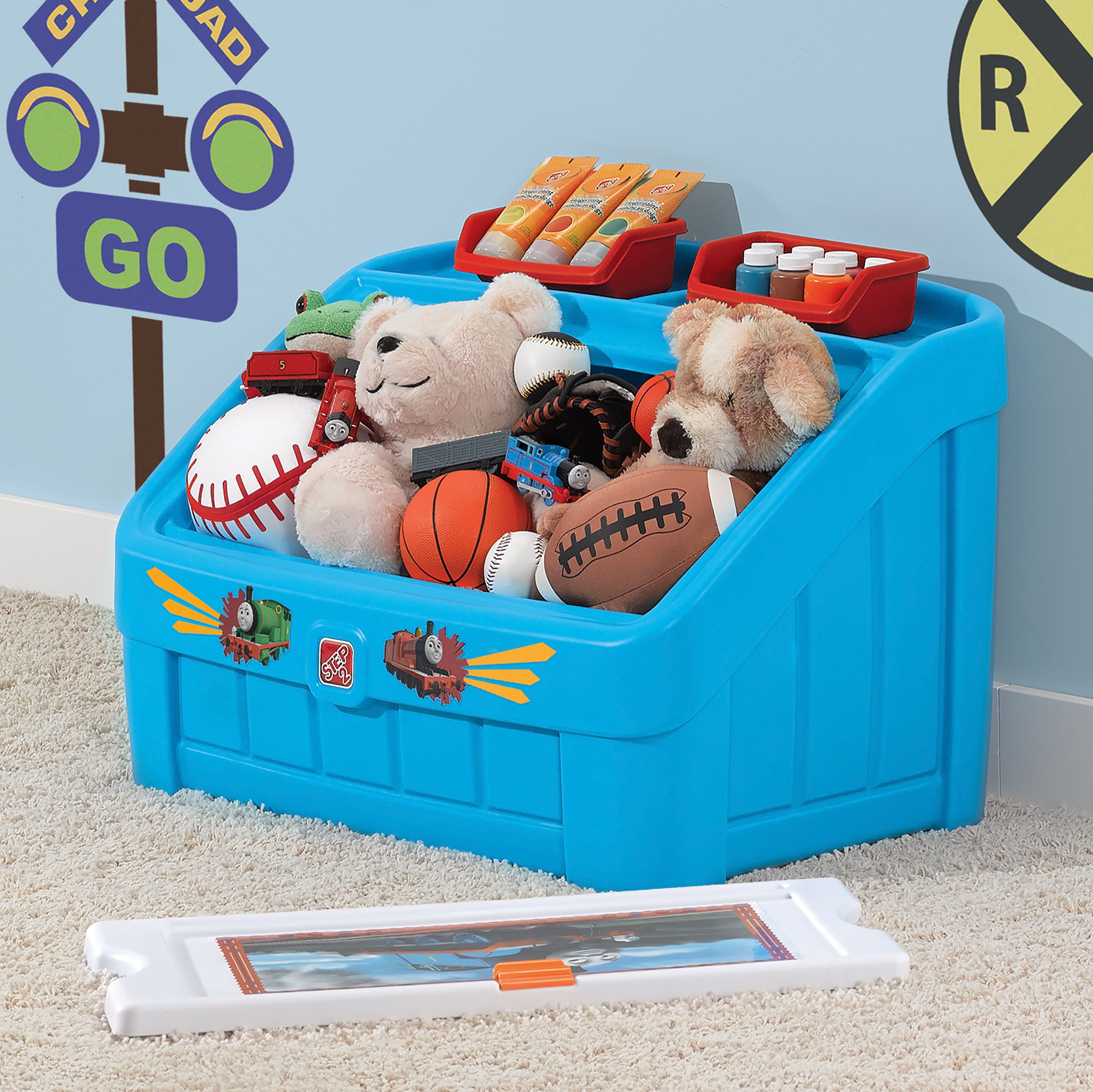 2 in 1 toy box and art lid