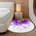 thumbnail image 3 of Purple Translucent Floral Round Living Room Rugs 4 ft, Gradient Art Watercolor Decor Washable Area Rug with Non-Slip Sturdy Edge Binding Round Carpet for Entryway Kitchen Bedroom Bathroom, 3 of 9