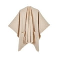 thumbnail image 2 of Dwellite Women's Shawl Wrap Poncho Ruana Cape Cardigan Sweater Open Front for Travel Flight Cruises Khaki, 2 of 4
