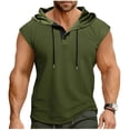 thumbnail image 2 of Ceisia Men's Loose Sleeveless Hooded Athletic Tank Top Breathable Quick Dry Workout Shirt Army Green XL Gifts, 2 of 7