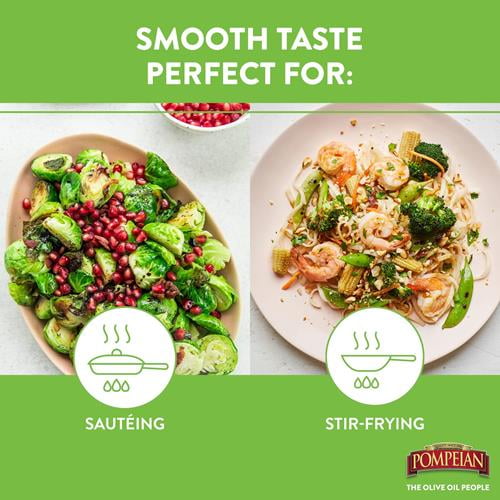 Pompeian Usda Organic Smooth Extra Virgin Olive Oil, Contains Polyphenols, First Cold Pressed, Smooth, Delicate Flavor, Perfect For Sautéing & Stir-Frying, 16 Fl. Oz - Pack of 2