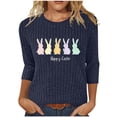 thumbnail image 2 of Pxxlle Cute Easter Shirts for Women Funny Rabbit Bunny Graphic Tees Casual 3/4 Sleeve Holiday T Shirts Loose Fit Round Neck Gift Tshirts for Women L, 2 of 7