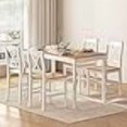 thumbnail image 3 of SogesPower 4-Person Dining Table Set 5 Pieces, Wood Kitchen Table Set with 4 Chairs for Kitchen Dining Room Restaurant, White&Oak, 3 of 4