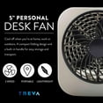 thumbnail image 6 of Treva 5 inch Portable Battery Powered 2 Speed Personal Desktop Fan, Gray, 2 Pack, 6 of 8