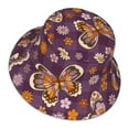thumbnail image 3 of Naloa Buffalo Plaid and Butterflys Reflective Double-Sided Bucket Hat, Sun Hat, Soft and Breathable for Gardening, Beaching, Camping, Hiking, Fishing, 3 of 9