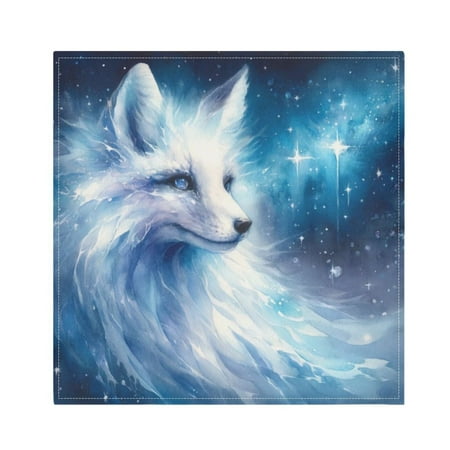 

JSTEL Ice Fox Starry Sky Galaxy Cloth Napkins Set of 4 20x20 Inch Washable and Reusable Napkin for Decoupage Dinner Party Everyday Use