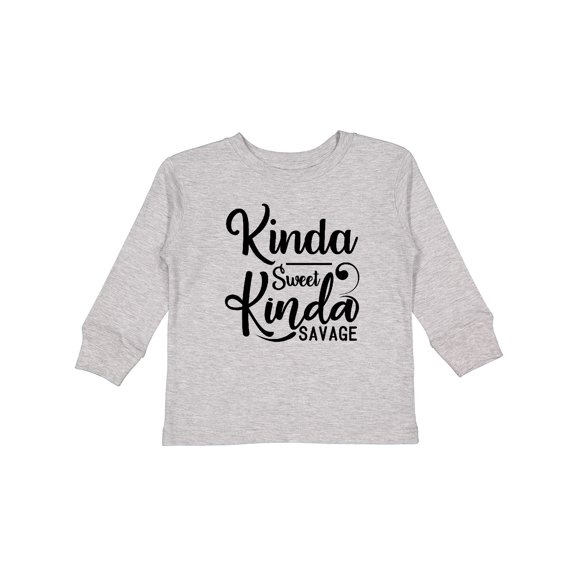 Inktastic Kinda Sweet, Kinda Savage Boys or Girls Long Sleeve Toddler T-Shirt