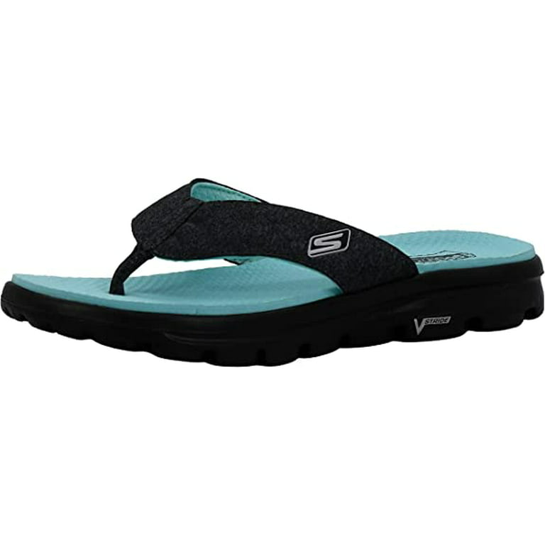 Lår oplukker bølge Skechers Women's Go Walk Move Solstice Thong Sandal Black/Aqua 7 -  Walmart.com