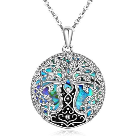 DOLIOX Good Luck Celtic Knot Viking Pendant Necklace for Womens Polished 925 Sterling Silver Amulet Protection Viking Triskele Jewelry