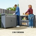 thumbnail image 4 of Outsunny Garden Storage Cabinet, Outdoor Potting Bench Table, Grey, 4 of 10