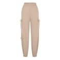 thumbnail image 1 of Pantalones cargo informales de color liso para mujer: cintura elástica, diseño con múltiples bolsillos, estilo jogger cónico para ropa de ocio y deportiva, 1 of 7
