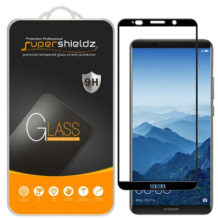 [2-Pack] Supershieldz for Huawei "Mate 10 Pro" [Full Screen Coverage] Tempered Glass Screen Protector, Anti-Scratch, Anti-Fingerprint, Bubble Free (Black Frame)