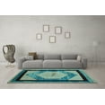 thumbnail image 3 of Ahgly Company Indoor Round Abstract Light Blue Modern Area Rugs, 4' Round, 3 of 4