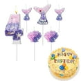 thumbnail image 1 of PEACNNG 6 Pcs Birthday Candles  2.8” Mermaid Theme Birthday Cake the Number 0-9 Candles  1Pcs Number  3Pcs Mermaid Tail and 2Pcs Shell Candles for Birthday Decorations Mermaid Themed Part, 1 of 9