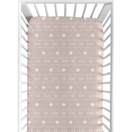 UPC: 0846480090021 | Boho Tribal Mauve and White Fitted Crib Sheet by Sweet Jojo Designs