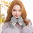 thumbnail image 2 of KAIYANG Guantes de invierno para deportes al aire libre, térmicos, cálidos, de punto, con pantalla táctil, resistentes al viento, para hombres y mujeres, color rosa y gris, 2 of 5