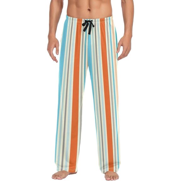 Mexican Serape Colorful Stripes Ghost Pajama Pants, Men's Lounge Pants Light with Drawstring and Pockets, Christmas New Year Birthday Father's Day Gifts, X-Large