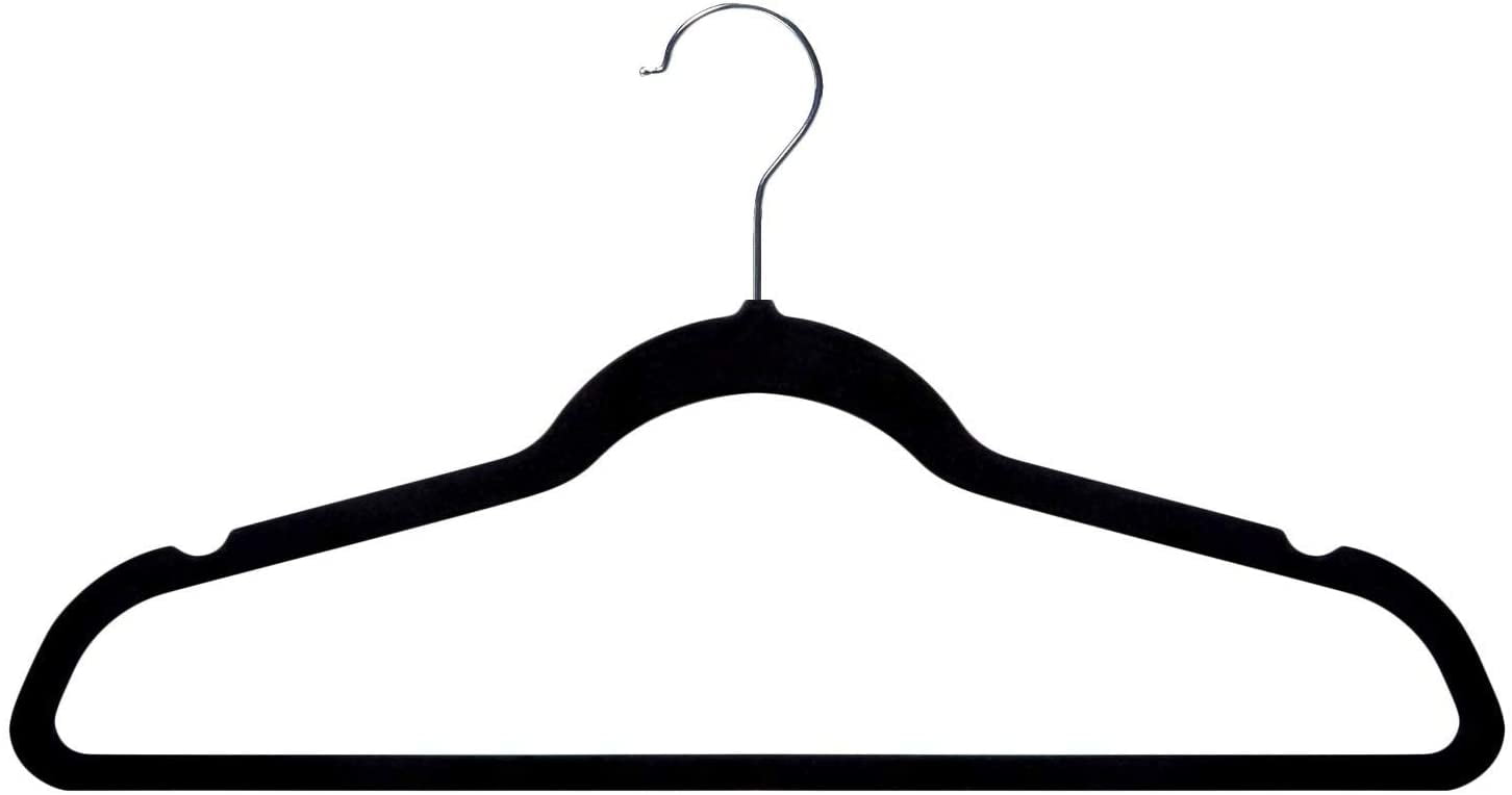 Burgundy Velvet felt Clothes Hangers w/ Bar 50-Piece Closet Pants Hangers Chrome 