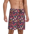 thumbnail image 2 of Xecao Apricot color Skull flower Print Men's Sleepwear Shorts Pajama Bottom Lounge Short nightwear with Convenient Pockets for Relaxed Home Wear-4X-Large, 2 of 6