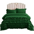 thumbnail image 3 of DNG Creations 1 Piece Vintage Ruffle Duvet Cover 100% Egyptian Cotton, 800 Threads Count - With Zipper & Corner Ties ( Full/Queen - Solid Green ), 3 of 7