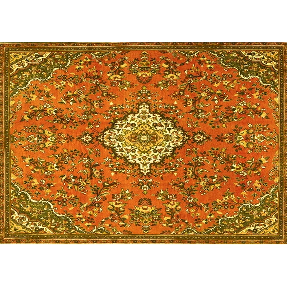 Ahgly Company Indoor Rectangle Persian Yellow Traditional Area Rugs, 6' x 9'