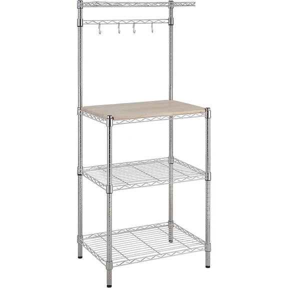 Kitchen Storage Baker's Rack with Removable Top, Chrome/Beige, 18"D x 24" W x 59"H