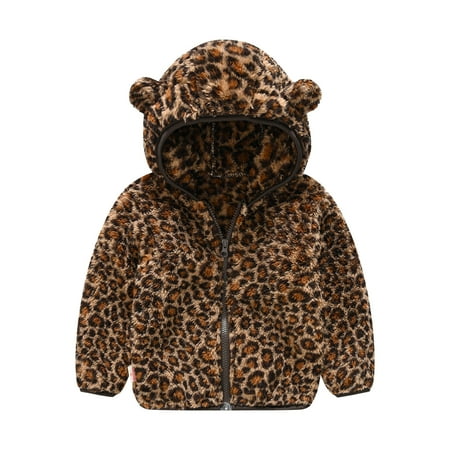 

Juebong Kids Winter Coat Toddler Fleece Jacket Warm Cotton Baby Winter Outwear Kids Hooded Outerwear Thicken Warm Jackets For Boys Girls Gifts for 12-18 Months Brown