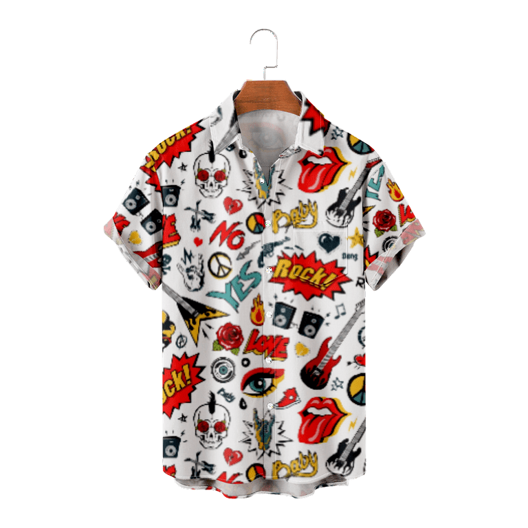 Obosoe Men's Short Sleeve Button Down Bowling Shirt