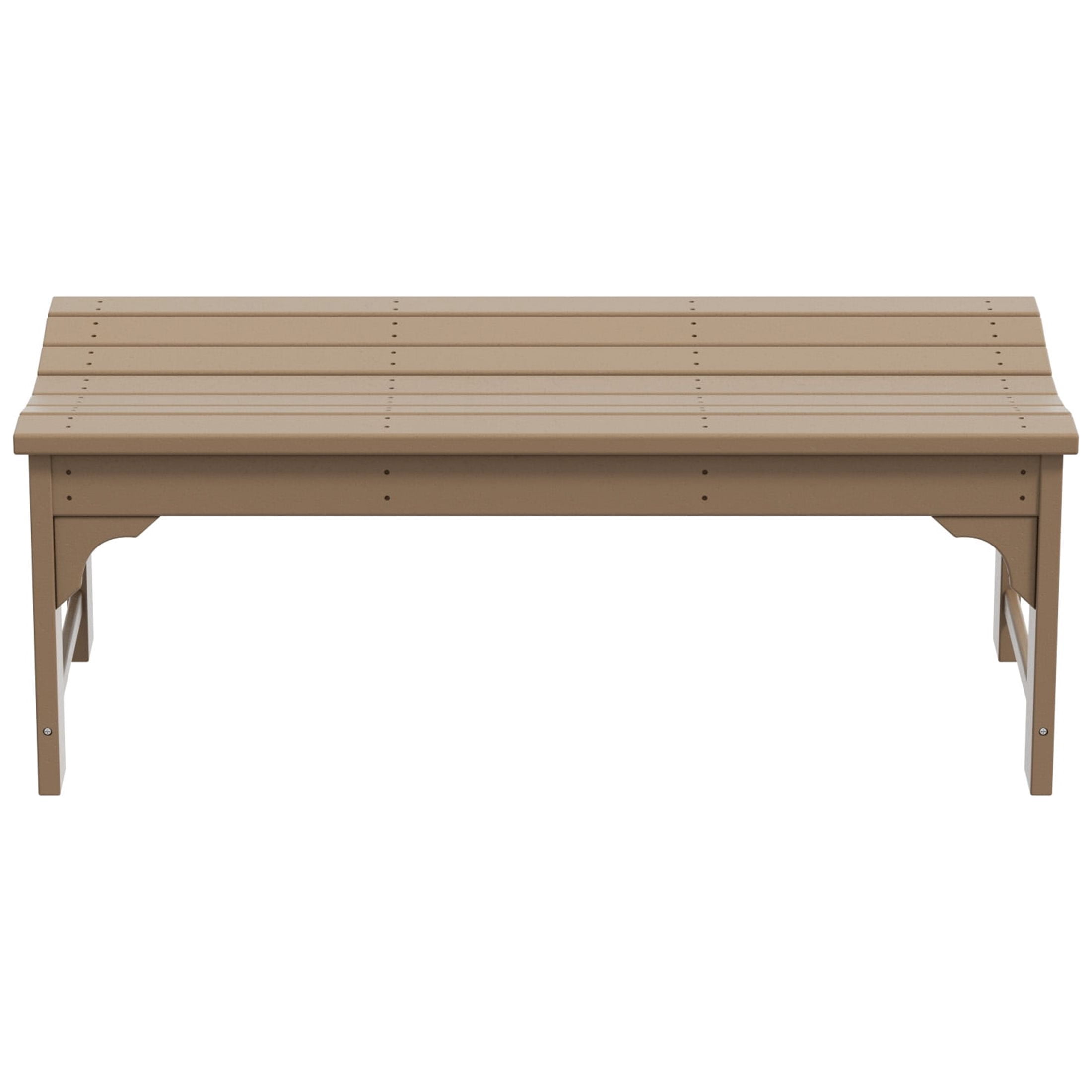 GARDEN Plastic Adirondack Backless Outdoor Bench for Patio Entryway, Weathered Wood