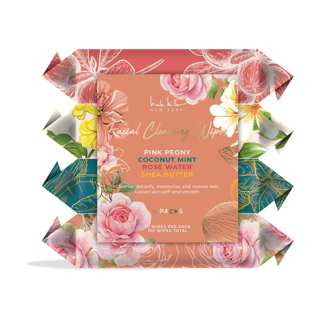 Toallitas limpiadoras faciales Nicole Miller Pack 120 Peony, Mint