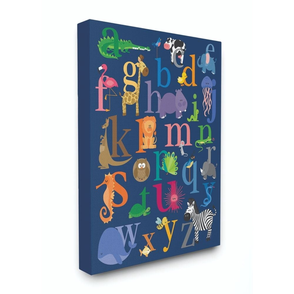 The Kids Room by Stupell Navy Alphabet Animal Icons Canvas Wall Art by lezleelliott