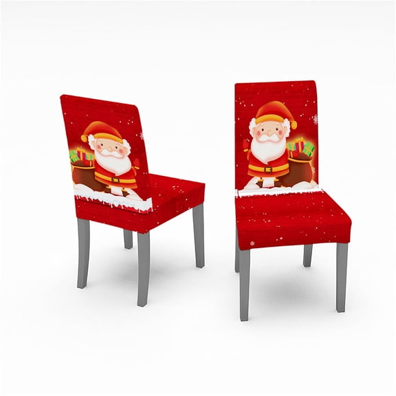 Xihbxyly Funda Navideña para Silla, Diseño Festivo de Papá Noel, Reno y Muñeco de Nieve, Tela Suave y Elástica de Poliéster-Spandex, Duradera y Antiarrugas, Ideal para Decorar El Comedor, Celebracion
