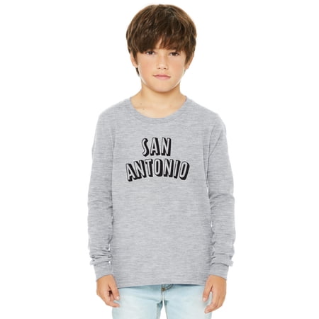 Daxton Youth Long Sleeve San Antonio Basic Tshirt - Heather Gray Black Medium
