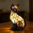 thumbnail image 5 of Coollooc Stained Glass Cat Lamp, Decorative Resin LED Night Light for Cat Lovers, USB Vintage 3D Table Lamp Cozy Glow for Desk & Mantel – Fun Gift for Pet Owners(A Style), 5 of 6