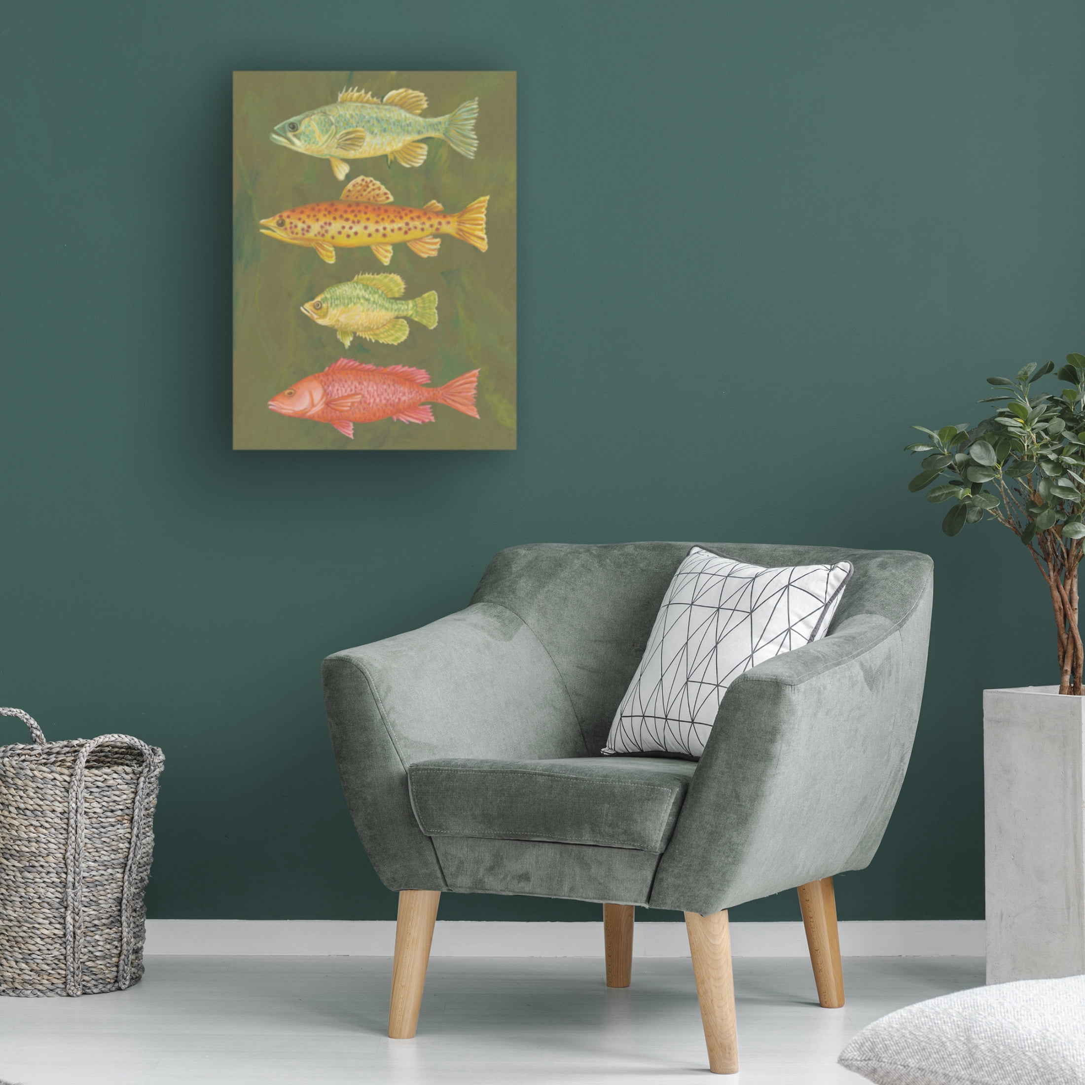 Canvas Wall Art - Andrea Strongwater 'Fish Chart Loden' Wall Art for Living Room, Bedroom, or Office Décor by Trademark Fine Art - 24 x 32 Inches