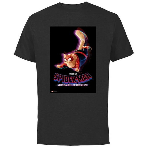 Marvel Spider-Man: Across the Spider-Verse Spider-Cat Poster - Short Sleeve Cotton T-Shirt for Adults - Customized-Black