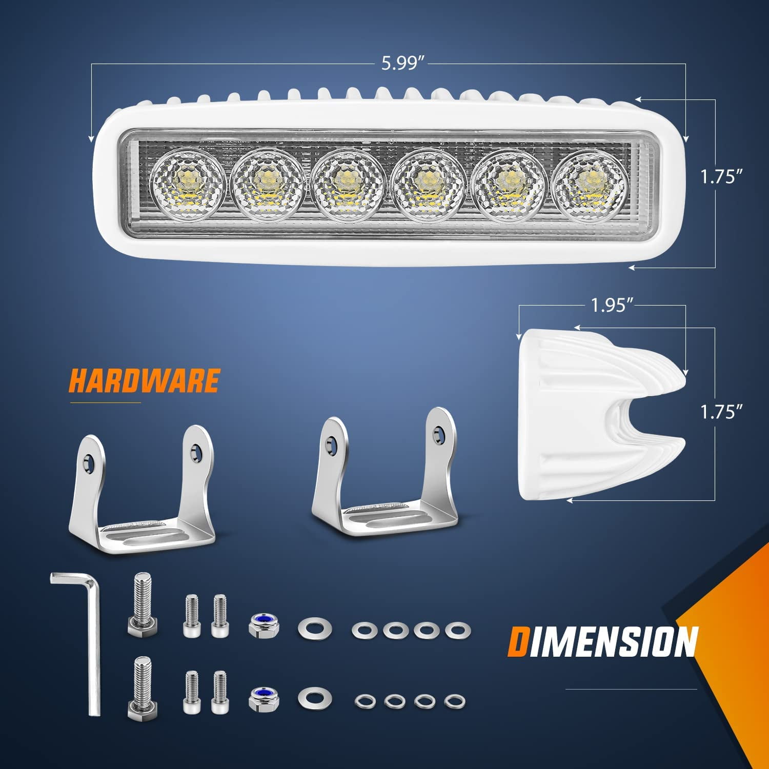Nilight Marine Led Light Bar 2Pcs 18W White 150° Flood Beam Ponton Boat Deck Dock Lights Waterproof for Night Fishing T-top Stern Yacht Kayak Sailboat
