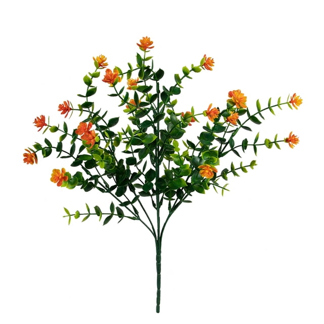 Flor de camelia artificial con hojas de eucalipto, 7 tenedores, flor falsa con tallo, floración artificial, decoración para bodas, fiestas y interiores.