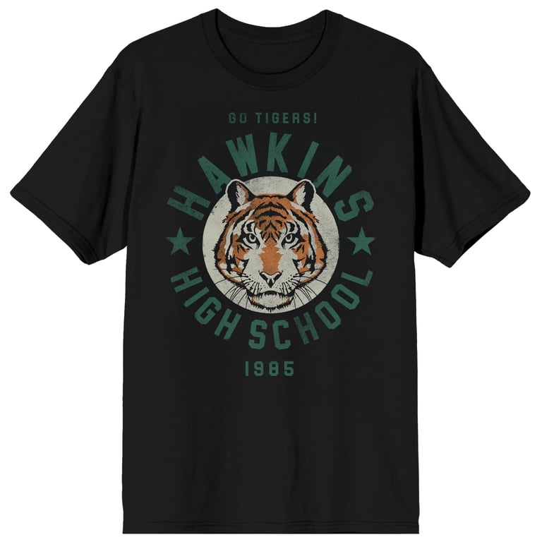 Stranger Things Hawkins High School Tigers Adult Black Crew Neck