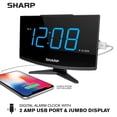 thumbnail image 1 of Reloj despertador digital SHARP con pantalla grande, carga rápida, 2 amperios, USB, diseño moderno, pantalla LED azul digital, 1 of 5