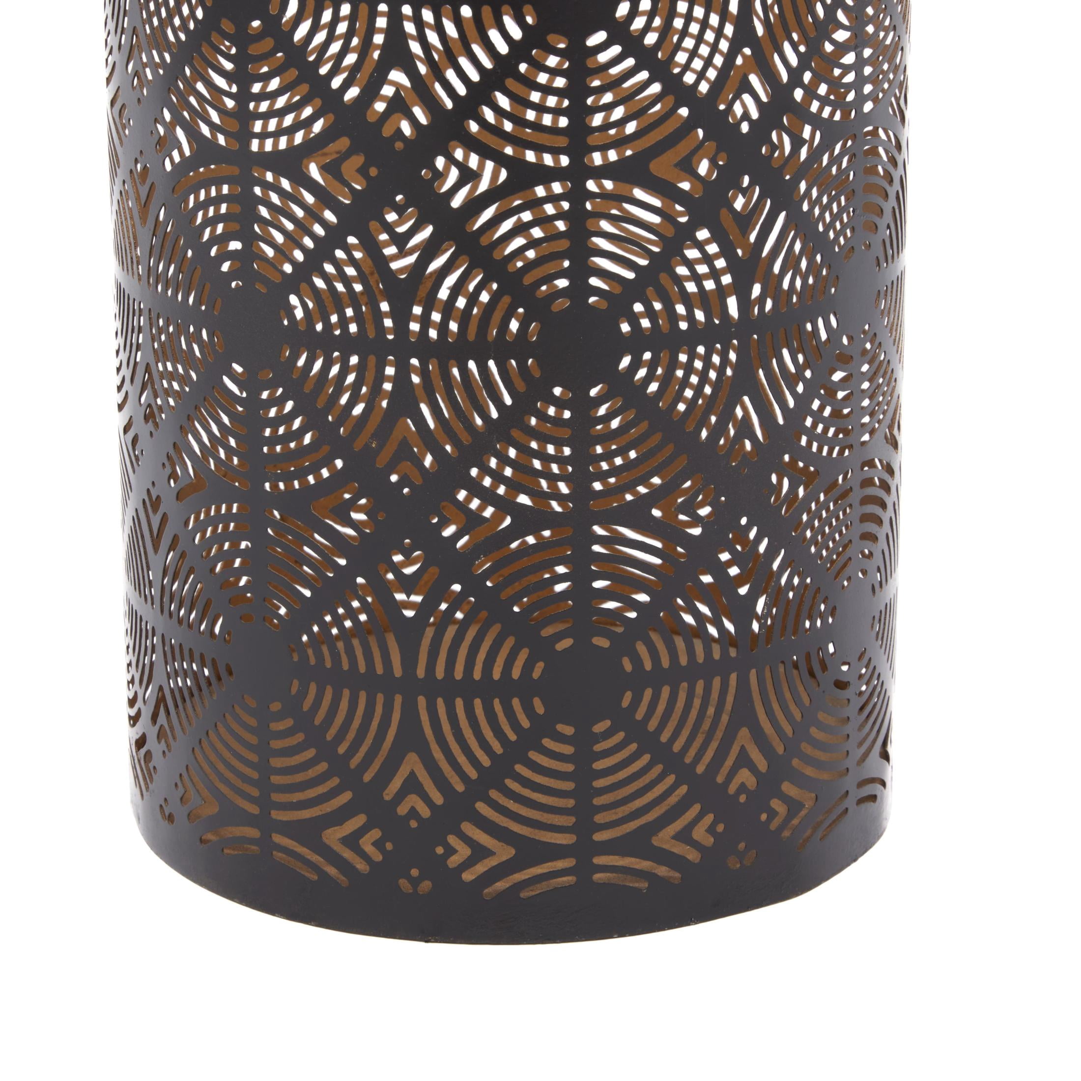 DecMode 3 Holder Dark Brown Metal Geometric Decorative Candle Lantern, Set of 3