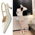 thumbnail image 2 of Miluxas Pointed Toe Slingback Kitten Heels for Women, Leather Stiletto Heel Pumps Elegant Bridal Heel Dating Party Work office Backless Pumps Shoes White 9(42), 2 of 9