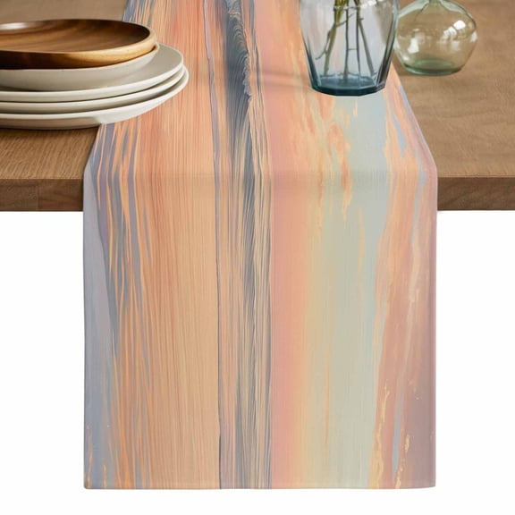Pink Coastal Table Runner, Summer Beach Ocean Sky Sea Nautical Washable Cotton Linen Table Runners 48 Inches Long, Dresser Scarf Runner for Nightstand/Coffee/End Tables 13''x48''