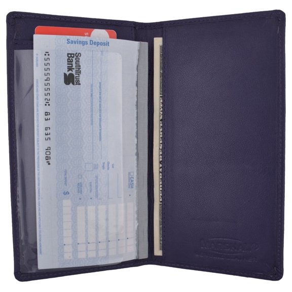 Leather Standard Plain Checkbook Cover Handcrafted Wallet Men Women Vintage Hunter Brown Black Red Blue