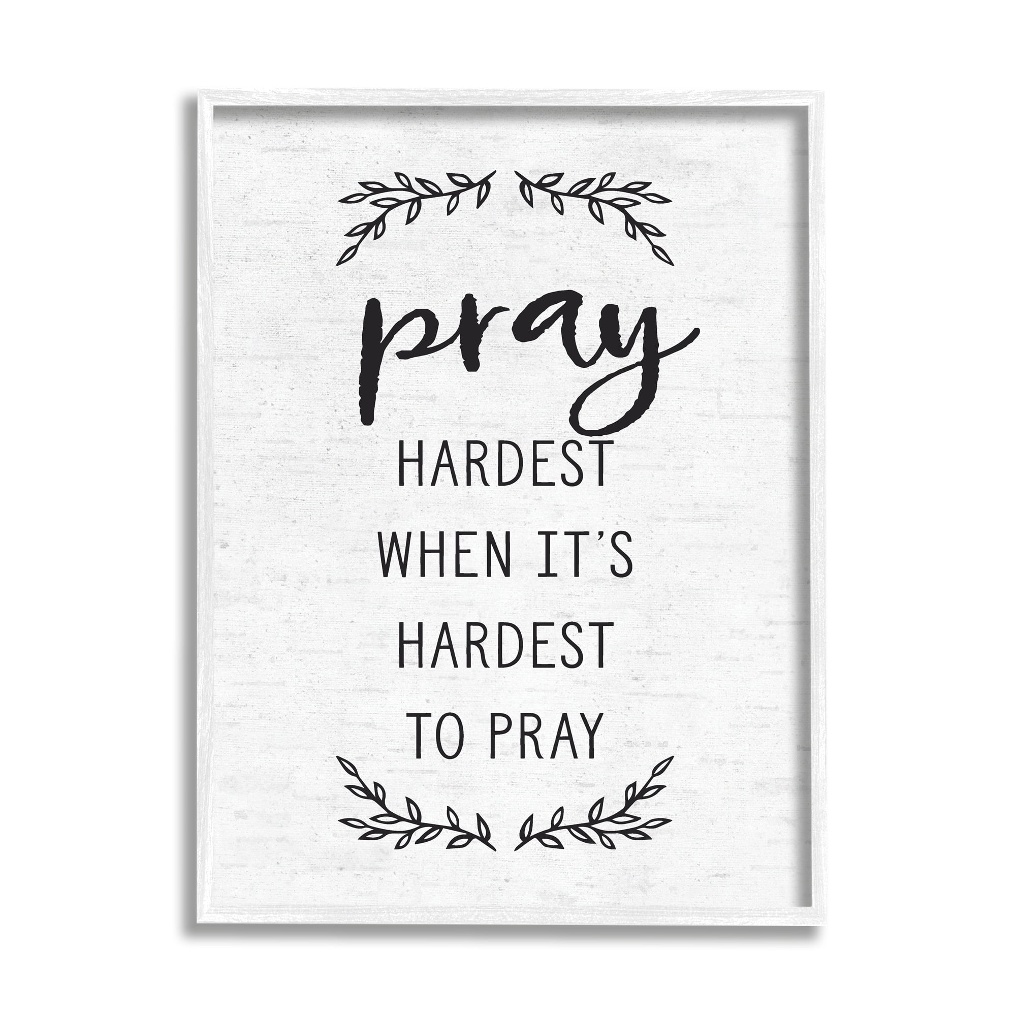 Stupell Industries Spiritual Prayer Uplifting Religious Quote Rustic Botanicals Graphic Art White Framed Art Print Wall Art, Design by Lettered and Lined