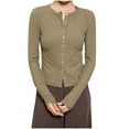 thumbnail image 2 of Zedker Soft Casual Women'S Button Down Cardigan,Comfy Solid Color Long Sleeves Tops,Lightweight Open Front Knitted Sweaters for Fall,Fashion Loungewear,Army Green,S, 2 of 3