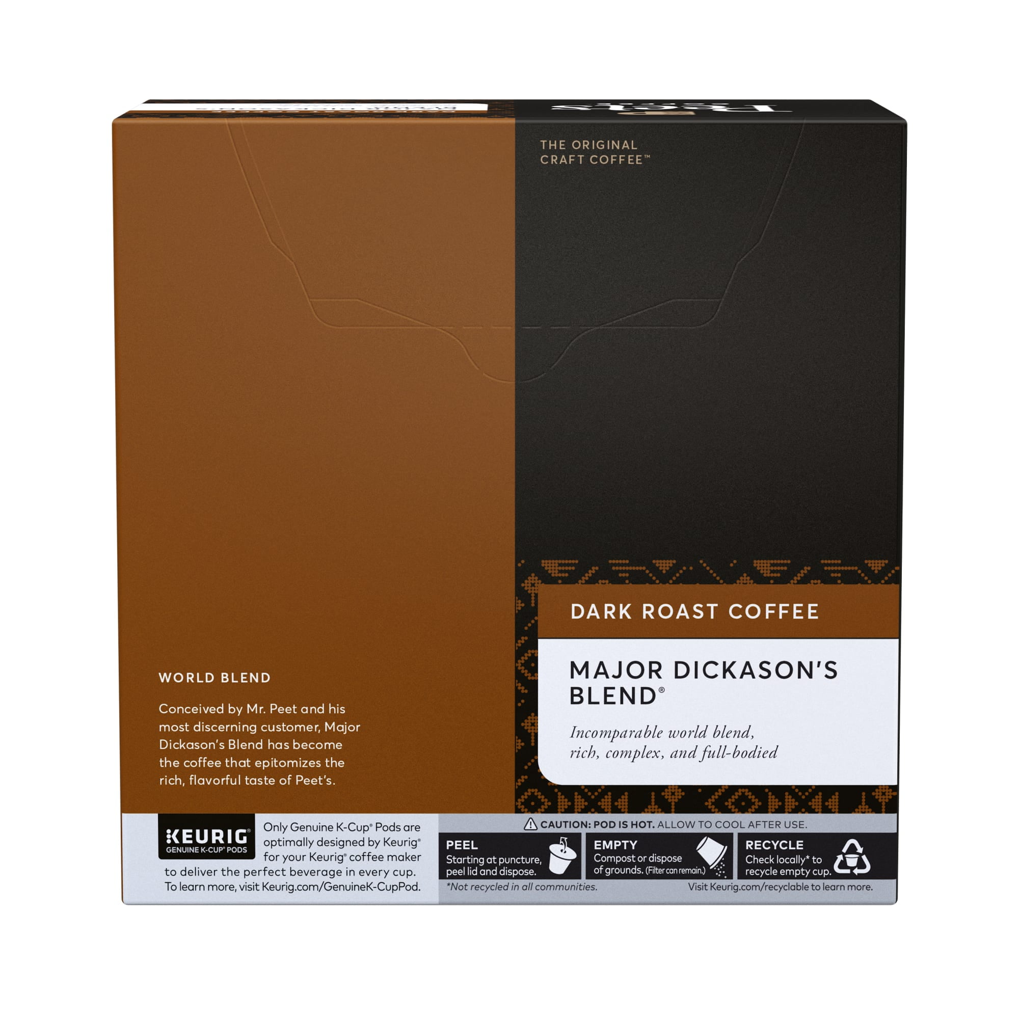 Peet's Coffee K-Cup Pods, Major Dickason's Dark Roast (32 Count) Single Serve Pods Compatible with Keurig Brewers
