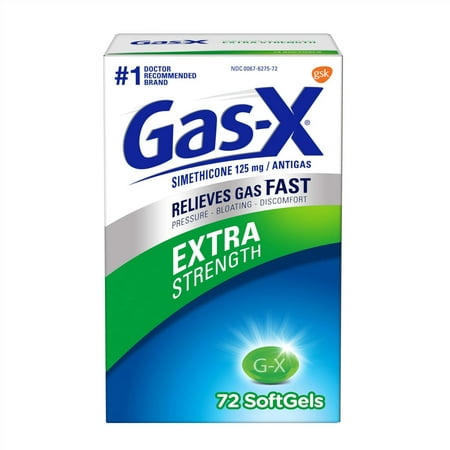 Gas-X Extra Strength Softgel for Fast Gas Relief, 72 count, Relieves gas pressure, bloating, and diWalmartfort By