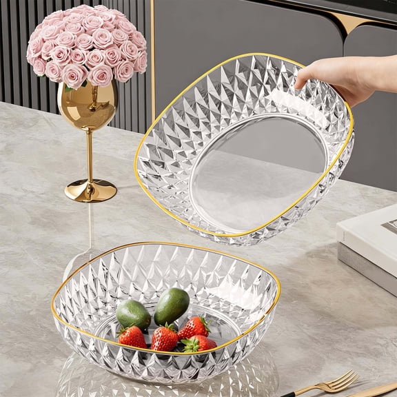 8 Inch Square Plastic Salad Bowl Vegetable Fruit Colander Drain Basket Snack Serving Tray Kitchen Storage Container Multipurpose Dish for Home Office Picnic Camping Durable Easy Clean