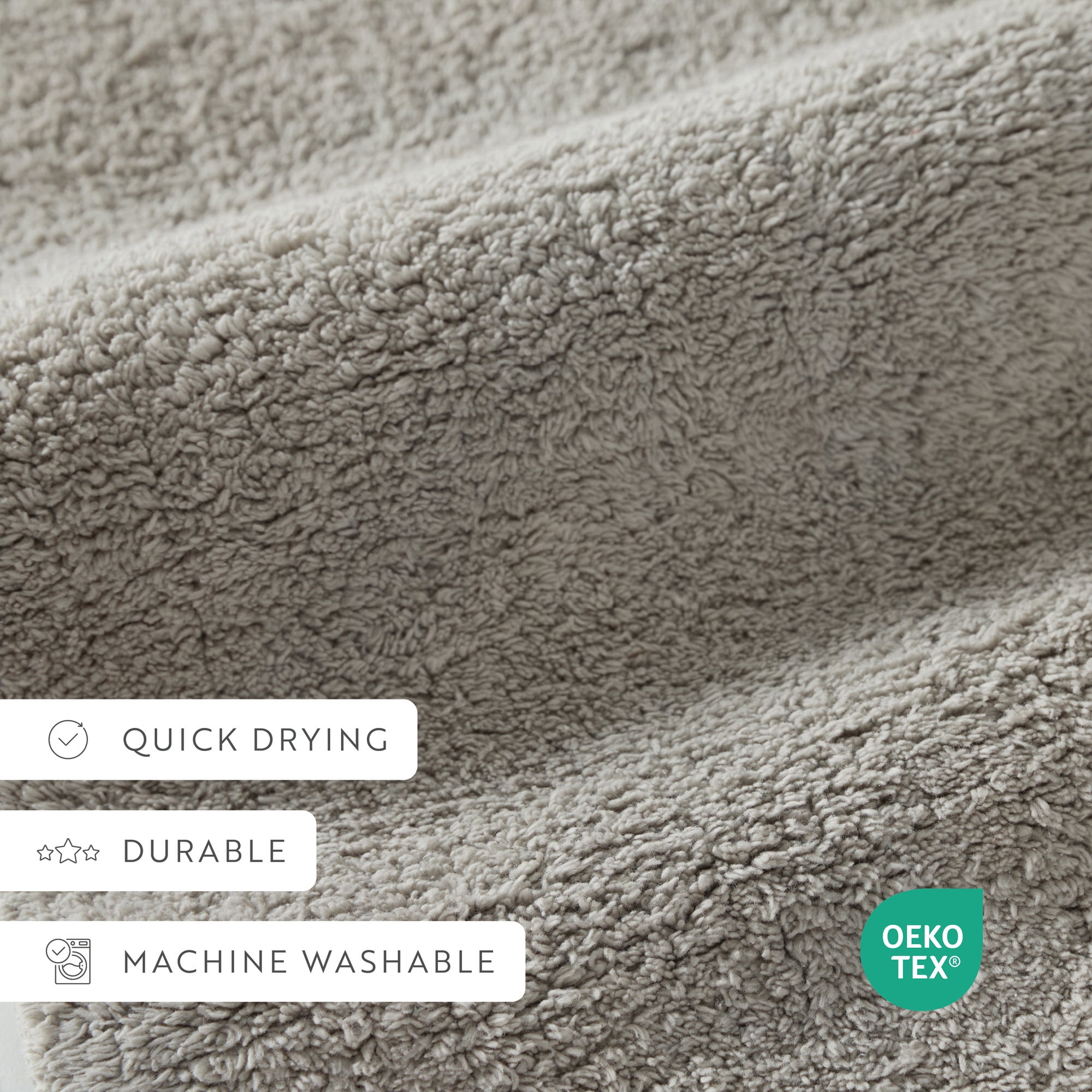 Noble Linens Reversible Dual-Texture Cotton Bath Mat, 34 in x 21 in, Light Gray